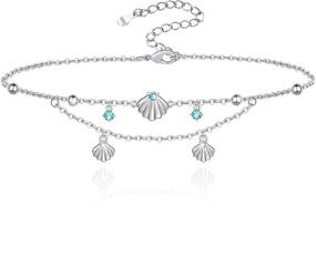 img 4 attached to 🐳 S925 Sterling Silver Whales Shell Starfish Anklet Ocean Animal Beach Foot Jewelry Adjustable Layered Anklet Bracelet - Perfect Gifts for Women and Girls