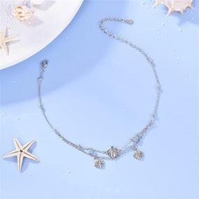 img 1 attached to 🐳 S925 Sterling Silver Whales Shell Starfish Anklet Ocean Animal Beach Foot Jewelry Adjustable Layered Anklet Bracelet - Perfect Gifts for Women and Girls