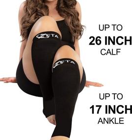 img 3 attached to 🧦 Zeta Socks Open Toe XXXL 26 Inch Wide Calf Plus Size Compression: 20-30 mmHg for Fatigue, Pain, Leg Swelling - Soothing Comfy Gradient Support, Prevents Swelling, Pain, Edema, DVT (1 Pair, Black)