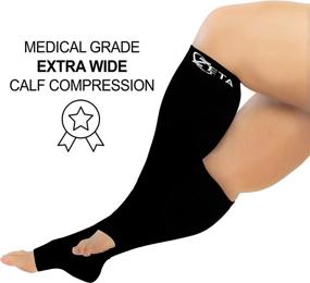 img 2 attached to 🧦 Zeta Socks Open Toe XXXL 26 Inch Wide Calf Plus Size Compression: 20-30 mmHg for Fatigue, Pain, Leg Swelling - Soothing Comfy Gradient Support, Prevents Swelling, Pain, Edema, DVT (1 Pair, Black)