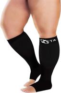 🧦 zeta socks open toe xxxl 26 inch wide calf plus size compression: 20-30 mmhg for fatigue, pain, leg swelling - soothing comfy gradient support, prevents swelling, pain, edema, dvt (1 pair, black) logo