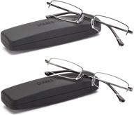 👓 affordable doubletake reading glasses: 2 pairs with compact case - convenient semi rimless readers logo