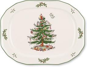 img 1 attached to 🎄 Spode Christmas Tree Sculpted Octagonal Platter, 14-Inch: Elegant Holiday Serving Dish