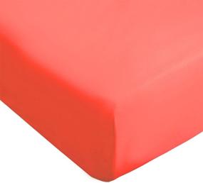 img 4 attached to 🛏️ Soft & Cozy Queen Size Fitted Sheet - 16" Deep Pocket Bed Cover in Coral, Fits 12" to 16" Mattress | Brushed Microfiber Material