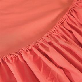 img 1 attached to 🛏️ Soft & Cozy Queen Size Fitted Sheet - 16" Deep Pocket Bed Cover in Coral, Fits 12" to 16" Mattress | Brushed Microfiber Material