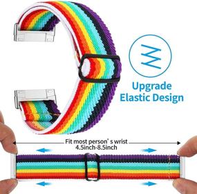 img 3 attached to 🌈 Stretchy Rainbow-Colored Watch Bands for Fitbit Versa 3/Sense - Soft Adjustable Elastic Replacement Wristband for Fitbit Versa Smart Watch, Suitable for Women and Men