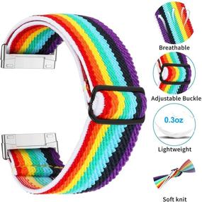 img 2 attached to 🌈 Stretchy Rainbow-Colored Watch Bands for Fitbit Versa 3/Sense - Soft Adjustable Elastic Replacement Wristband for Fitbit Versa Smart Watch, Suitable for Women and Men