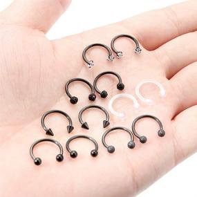 img 2 attached to SCERRING Women's Stainless Steel Horseshoe Cartilage Retainer - Body Jewelry for Enhanced SEO