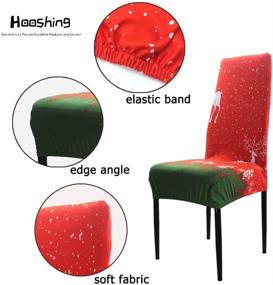 img 1 attached to 🦌 Highly Durable Hooshing Chair Covers - Deer Christmas Stretch Snow Set of 2 - Perfect for Dining Room