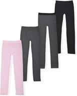 star ride girls 4-pack stretch leggings: cozy fleece lined fashion tights for comfortable kids clothes logo