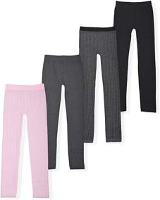 img 4 attached to Star Ride Girls 4-Pack Stretch Leggings: Cozy Fleece Lined Fashion Tights for Comfortable Kids Clothes