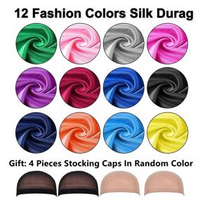 img 3 attached to 🧢 YMHPRIDE 12 Pack Soft Satin Durag for Men and Women - Long Tail Headwrap Durag with Breathable Turban Hat - Includes 4pcs Stocking Cap and Satin Long Wide Straps - Doo Durag Pirate Hat