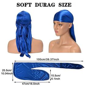 img 2 attached to 🧢 YMHPRIDE 12 Pack Soft Satin Durag for Men and Women - Long Tail Headwrap Durag with Breathable Turban Hat - Includes 4pcs Stocking Cap and Satin Long Wide Straps - Doo Durag Pirate Hat