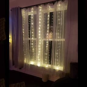 img 1 attached to 💡 Curtain Lights, String Curtains, LED Curtain Light 9.8x9.8ft 300 LEDs USB Powered with 8 Lighting Modes for Bedroom Wedding Party Home Indoors - Warm White