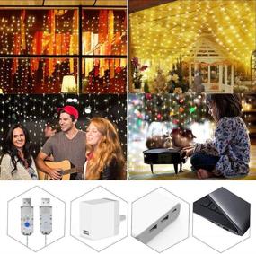 img 2 attached to 💡 Curtain Lights, String Curtains, LED Curtain Light 9.8x9.8ft 300 LEDs USB Powered with 8 Lighting Modes for Bedroom Wedding Party Home Indoors - Warm White