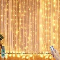 💡 curtain lights, string curtains, led curtain light 9.8x9.8ft 300 leds usb powered with 8 lighting modes for bedroom wedding party home indoors - warm white логотип