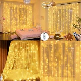 img 3 attached to 💡 Curtain Lights, String Curtains, LED Curtain Light 9.8x9.8ft 300 LEDs USB Powered with 8 Lighting Modes for Bedroom Wedding Party Home Indoors - Warm White