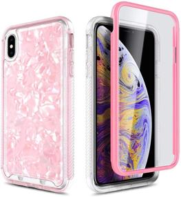 img 3 attached to 🐚 E-Began Seashell Pattern Case for iPhone XR, Full-Body Protective Matte Bumper Cover with Built-in Screen Protector, Shockproof & Durable, Light Pink (6.1 inch 2018) - Supports Wireless Charging