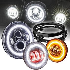 img 4 attached to ⚡️ 7-дюймовый фара CREE LED Harley с 4.5-дюймовым дополнительным светом, крепление в черном цвете, HALO DRL, подключение и работа ― фара для Harley Davidson Electra Glide, Road King, Softail.