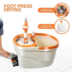 img 2 attached to Efficient Cleaning System: Spin Mop Bucket with Foot Pedal, 5 🧹 Refills, and 5 Cleaning Cloths - Ideal for Hardwood, Laminate, and Tile Floors