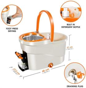 img 1 attached to Efficient Cleaning System: Spin Mop Bucket with Foot Pedal, 5 🧹 Refills, and 5 Cleaning Cloths - Ideal for Hardwood, Laminate, and Tile Floors