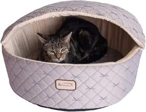 img 4 attached to Armarkat Medium Cat Bed - Pale Silver & Beige (Model C33HQH/MH-M)