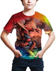 img 4 attached to FiveEarl Kids' 3D Dragon Printed Tees - Boys & Girls, Ages 4-14