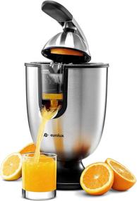 img 4 attached to Eurolux Electric Citrus Juicer Squeezer | Powerful 160W Stainless Steel | Soft Grip Handle & Cone Lid | Easy Use for Orange, Lemon, Grapefruit (ELCJ-1700S)