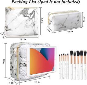 img 3 attached to 💄 Stylish 3Pcs Marble Makeup Bag Set with Brushes - Ideal Travel Cosmetic Bag and Organizer