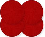 🧶 handmade braided cotton round woven coasters - absorbent & heat-resistant drink mats for home kitchen (4 pcs red) logo