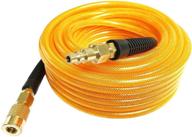 🔸 sanfu (pu) polyurethane reinforced 1/4"id x 100ft air hose with quick coupler - transparent orange (100') logo