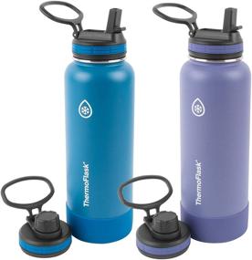 img 4 attached to 🥤 ThermoFlask 40oz Spout Straw Combo Bottle 2pack: Superior Blue and Mauve, Exceptional Durability and Convenience