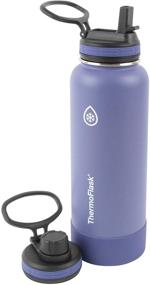 img 2 attached to 🥤 ThermoFlask 40oz Spout Straw Combo Bottle 2pack: Superior Blue and Mauve, Exceptional Durability and Convenience