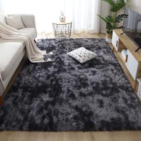 img 4 attached to Dreamlike Rainlin Soft Area Rug: Luxury Fluffy Shaggy Rugs for Kids' Rooms, Dorms & Nurseries - Dark Grey, 5.3 x 6.7 ft