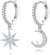 ⭐ dazzle and delight with moon star 925 sterling silver earrings: perfect gifts for women and girls! logo