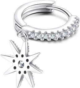 img 1 attached to ⭐ Dazzle and Delight with Moon Star 925 Sterling Silver Earrings: Perfect Gifts for Women and Girls!