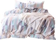 🛌 wake in cloud - geometric comforter set, queen size, 100% cotton fabric, abstract triangle modern pattern, soft microfiber fill bedding, printed 3 piece set logo