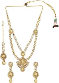 img 1 attached to Efulgenz Indian Layered Traditional Bollywood 14k Gold Plated Red Green Faux Kundan Bridal Set: Exquisite Wedding Jewelry with Necklace, Earrings, and Maangtika