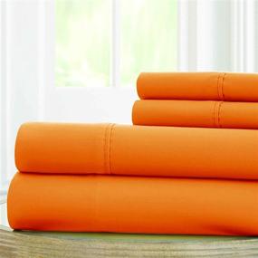 img 2 attached to 🛏️ Amrapur Overseas 10100MFS-ORG-QN: Paradise Orange Queen Sheet Set - 1800 Series, 100 GSM Solid Microfiber Bedding