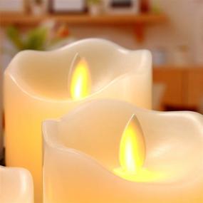 img 2 attached to 🕯️ Flameless Flickering LED Candles Set of 7 with Remote Control - Real Wax Pillar, Moving Flame, and Timer