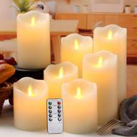 🕯️ flameless flickering led candles set of 7 with remote control - real wax pillar, moving flame, and timer логотип