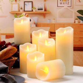 img 3 attached to 🕯️ Flameless Flickering LED Candles Set of 7 with Remote Control - Real Wax Pillar, Moving Flame, and Timer