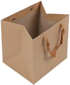 img 4 attached to 13x13x13 Inch DraDraLee Brown Kraft Paper Gift Shopping Handle Bags for Packages
