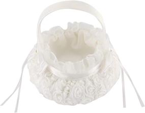 img 3 attached to 🎀 Charming White Bowknot Silk Cloth Wedding Flower Girl Basket - 5 inches