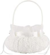 🎀 charming white bowknot silk cloth wedding flower girl basket - 5 inches logo