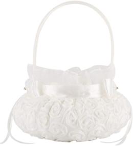 img 4 attached to 🎀 Charming White Bowknot Silk Cloth Wedding Flower Girl Basket - 5 inches