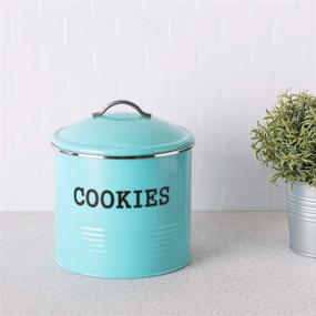 img 1 attached to 🍪 Home Basics Turquoise Cookie Jar: Perfectly Functional Tin for Stylish Home Storage