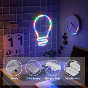 img 3 attached to 💡 Bulb-Style LED Neon Sign Wall Lights: Battery or USB Powered Room Decor for Adults, Kids - Bedroom Lighting