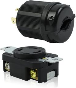 img 2 attached to 🔌 FLYPIG L14-30R RV Flush Mounting Locking Receptacle, 14-30P 30A 125/250V Twist Lock Socket/Outlet for Generator, 4-Prong Industrial-Grade Power Generator Plug Connector Male & Female Replace