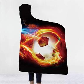img 1 attached to 🧥 Irisbell Soccer-1 Hooded Blanket Cape Wrap Softball Baseball Soft Wearable Blanket Hooded Throw Poncho 80'' W x 60'' H